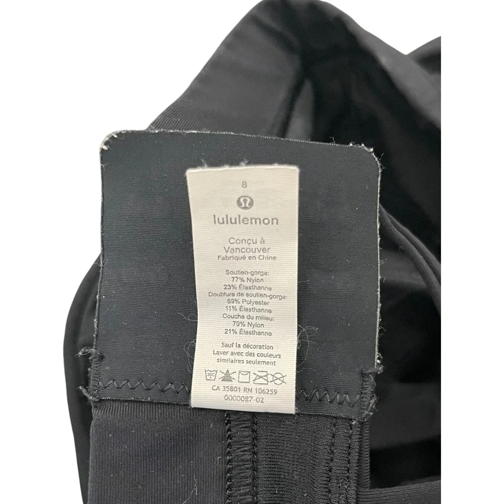 Lululemon Black‎ Cross Back Sports Bra Hook and Eye Closure Size 8 I07